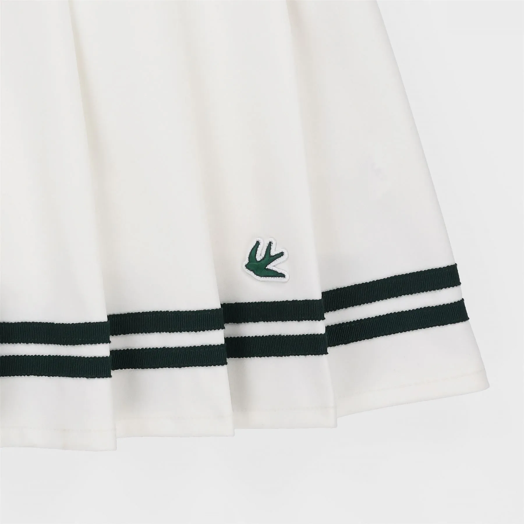 Ribbon Pleated Skirt White/Pine Green