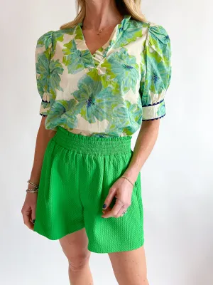 Ric Rac Trim Floral Top
