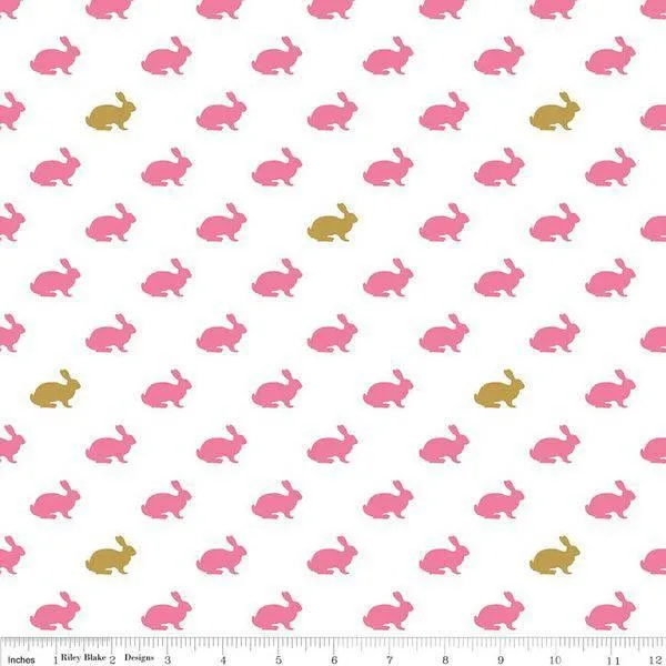 Riley Blake Wonderland 2 - Rabbit - White Sparkle