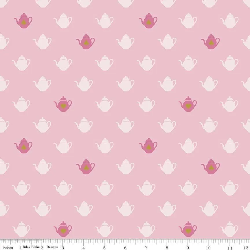 Riley Blake Wonderland 2 - Tea Pot - Pink Sparkle