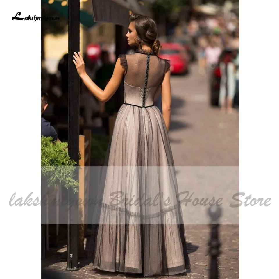 Roycebridal Lakshmigown Simple Black Lace Bidal Wedding Dress 2021 Robe Gothic A Line Wedding Dresses Floor Length Dinner Party Gowns