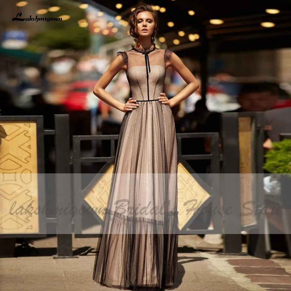 Roycebridal Lakshmigown Simple Black Lace Bidal Wedding Dress 2021 Robe Gothic A Line Wedding Dresses Floor Length Dinner Party Gowns
