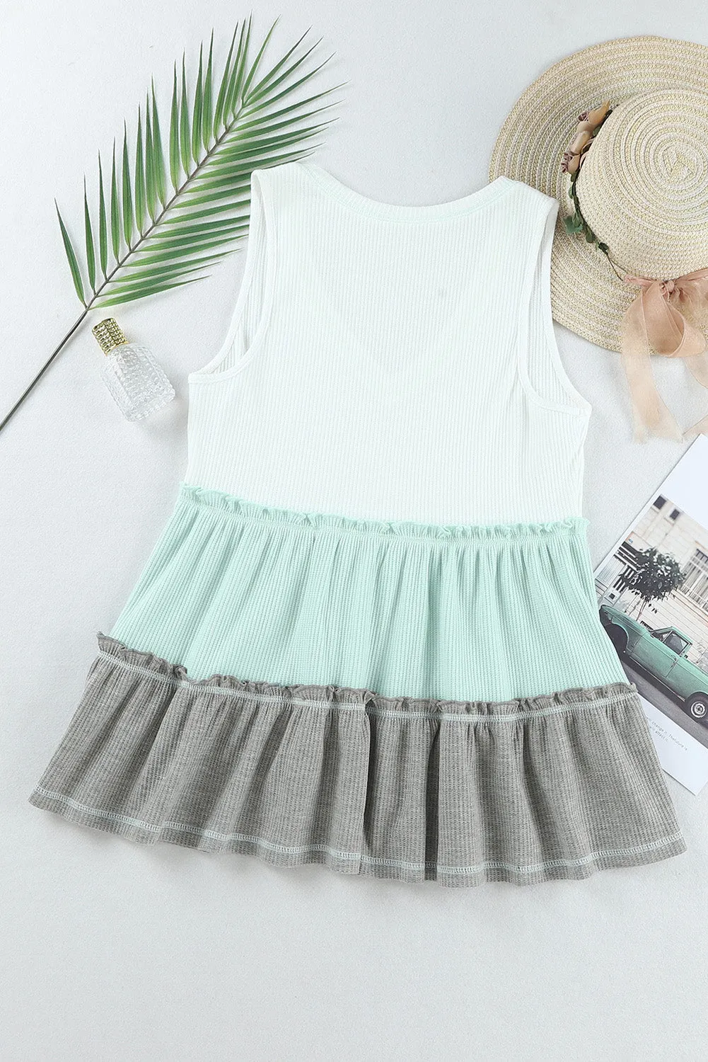 Ruffled V Neck Tank Top