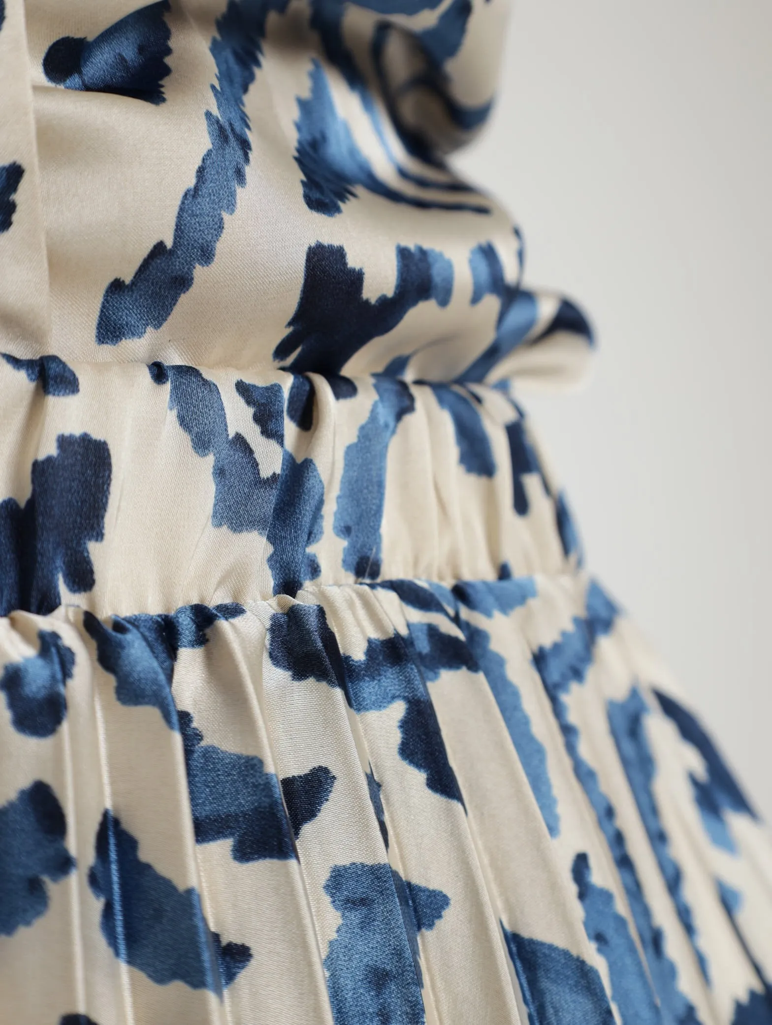 Satin Pleated Skirt - Navy
