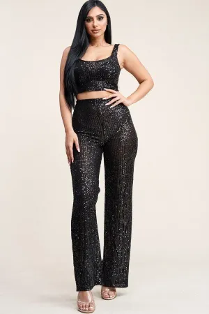 Sequence Tank Top And High Rise Wide Lag Pants Two Piece Set