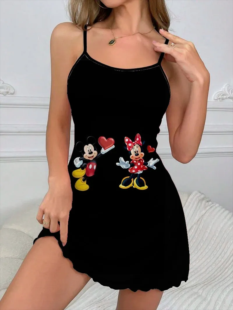 Sexy Dress Lettuce Trim Minnie Mouse Fashion Summer Dresses 2024 Crew