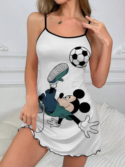 Sexy Dress Lettuce Trim Minnie Mouse Fashion Summer Dresses 2024 Crew