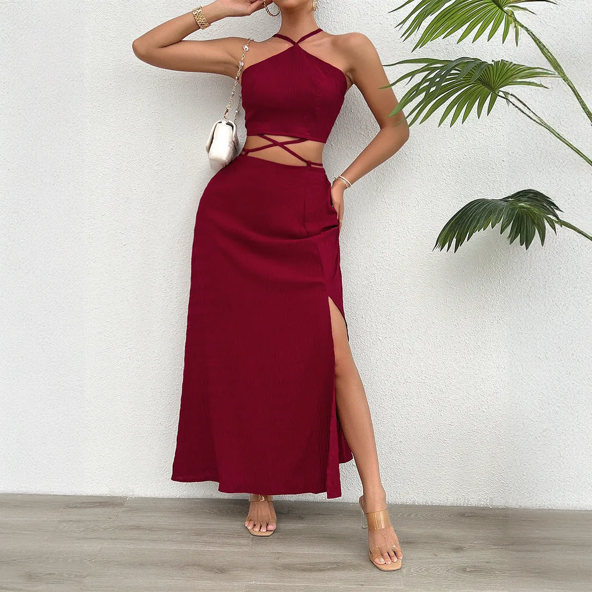 Sexy Halter Neck Tube Tops Skirts Sets Wholesale Womens Clothing N3824072000203