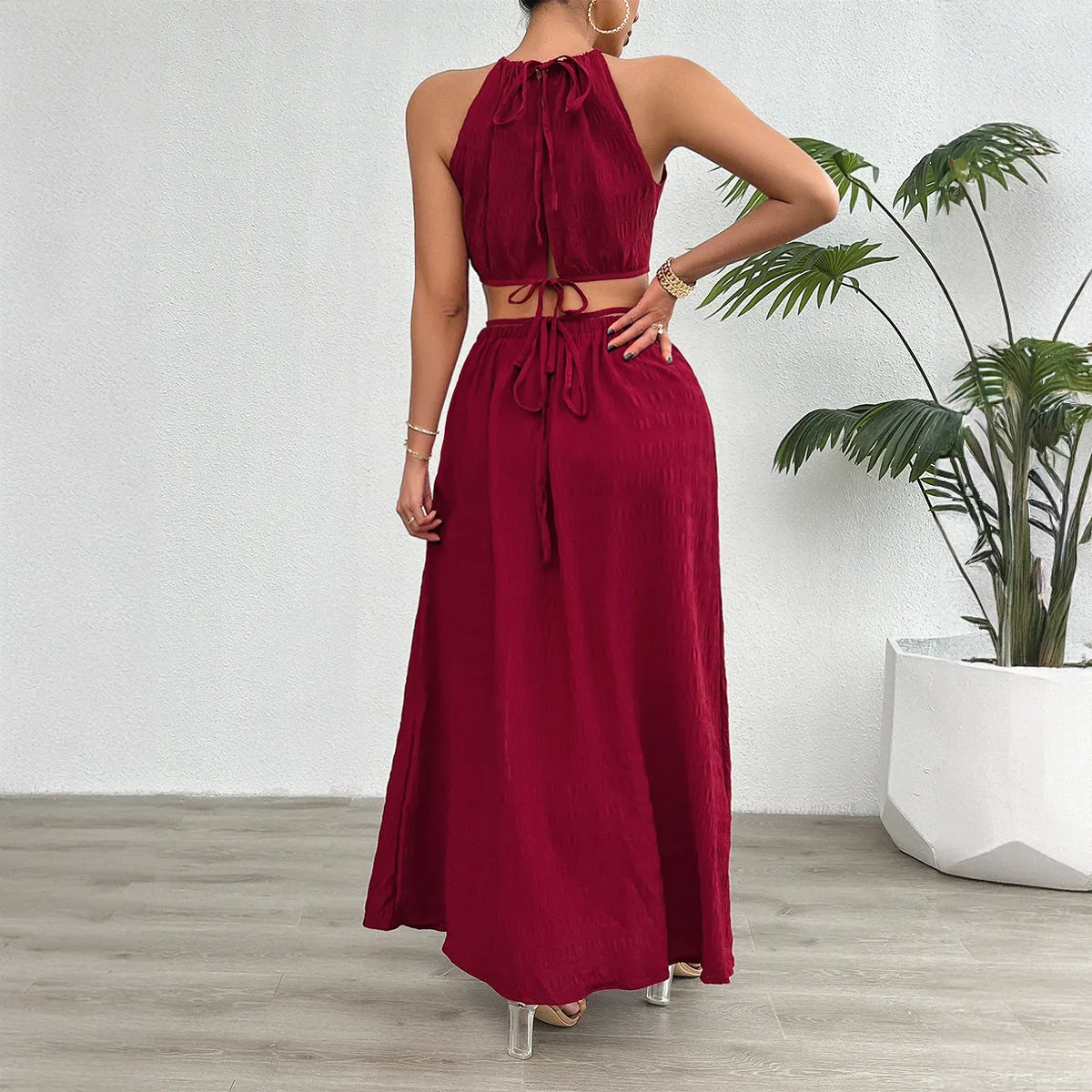 Sexy Halter Neck Tube Tops Skirts Sets Wholesale Womens Clothing N3824072000203
