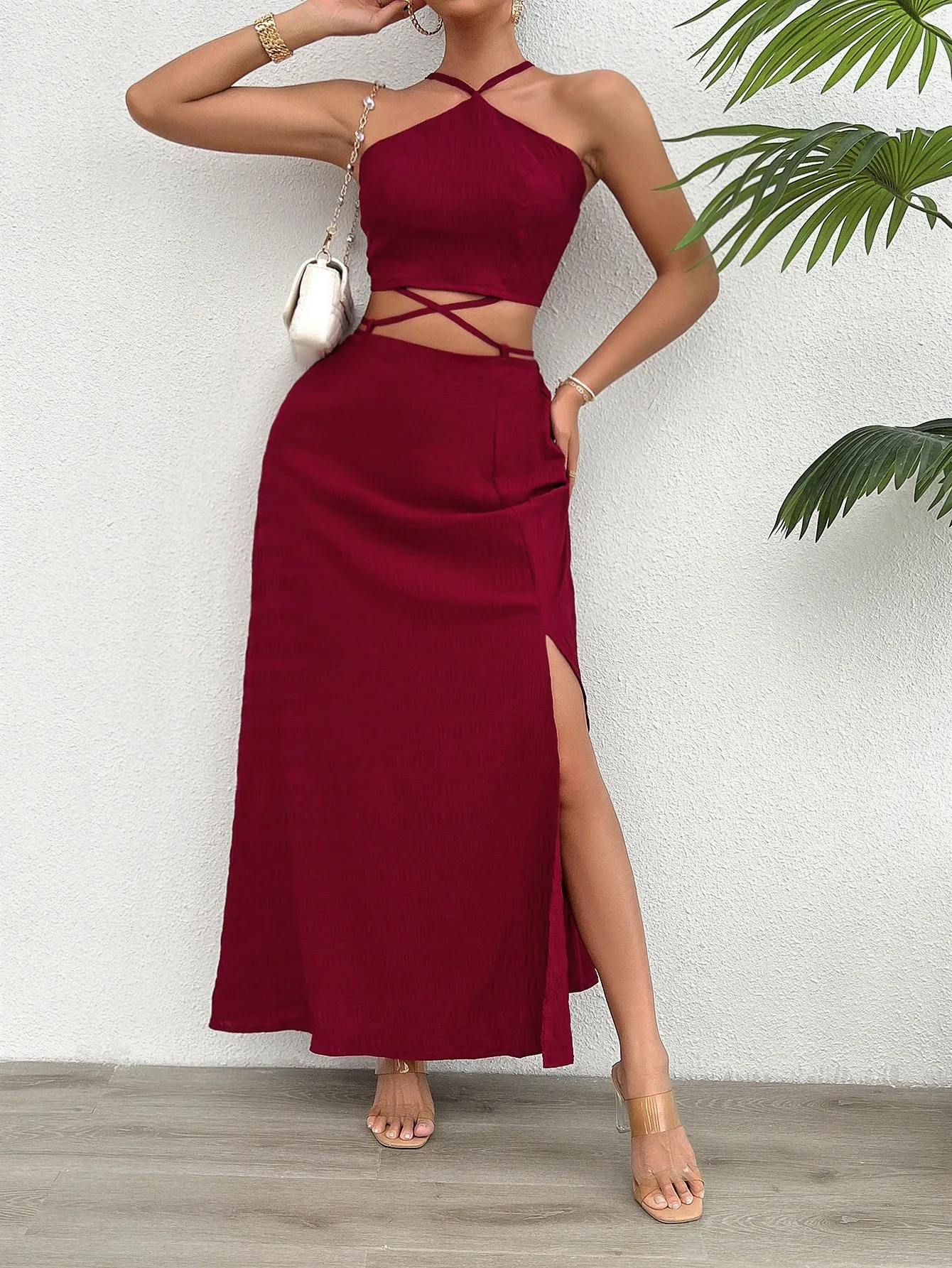 Sexy Halter Neck Tube Tops Skirts Sets Wholesale Womens Clothing N3824072000203