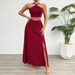 Sexy Halter Neck Tube Tops Skirts Sets Wholesale Womens Clothing N3824072000203
