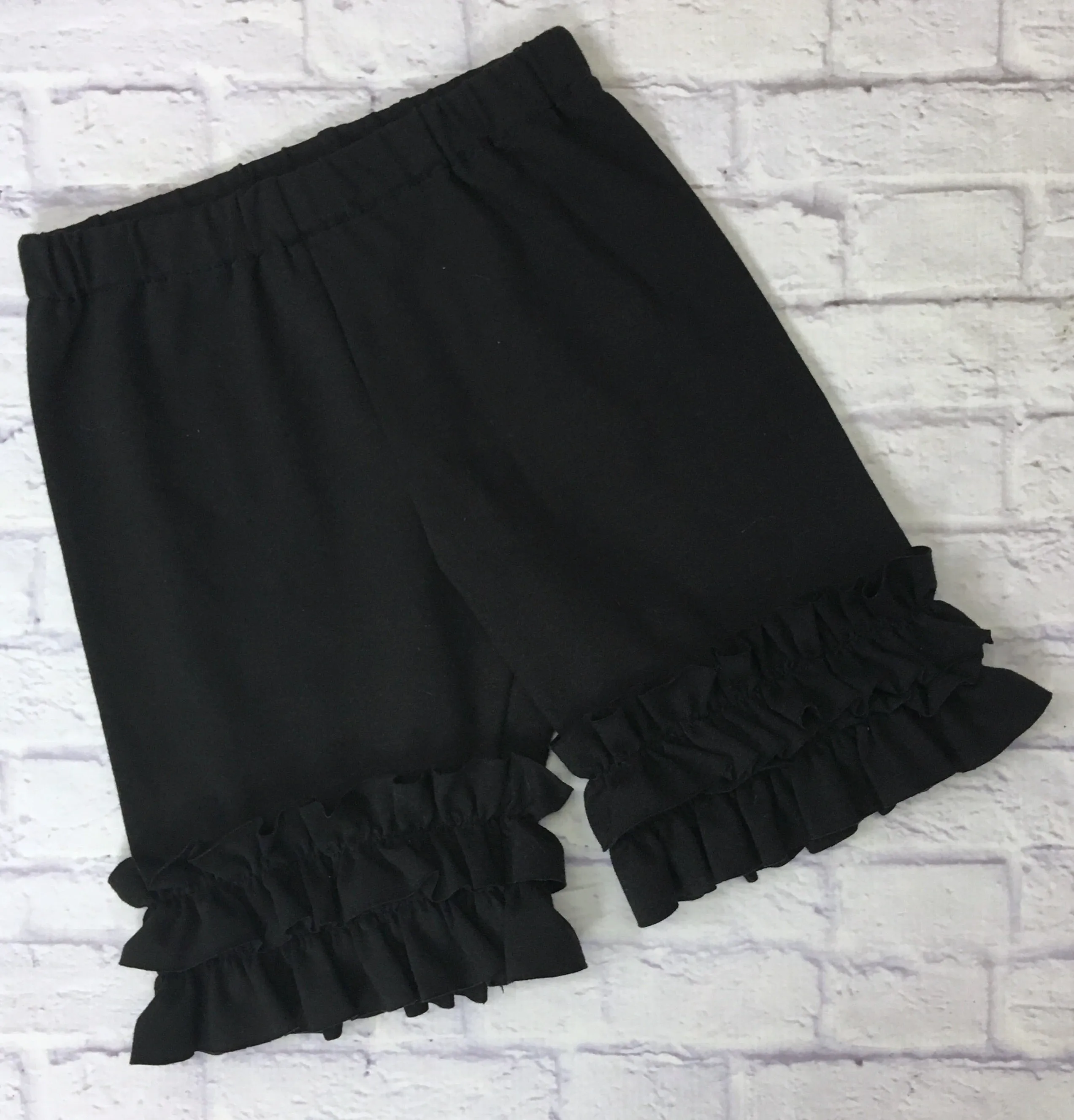 Shorties- Black Knit with Ruffles