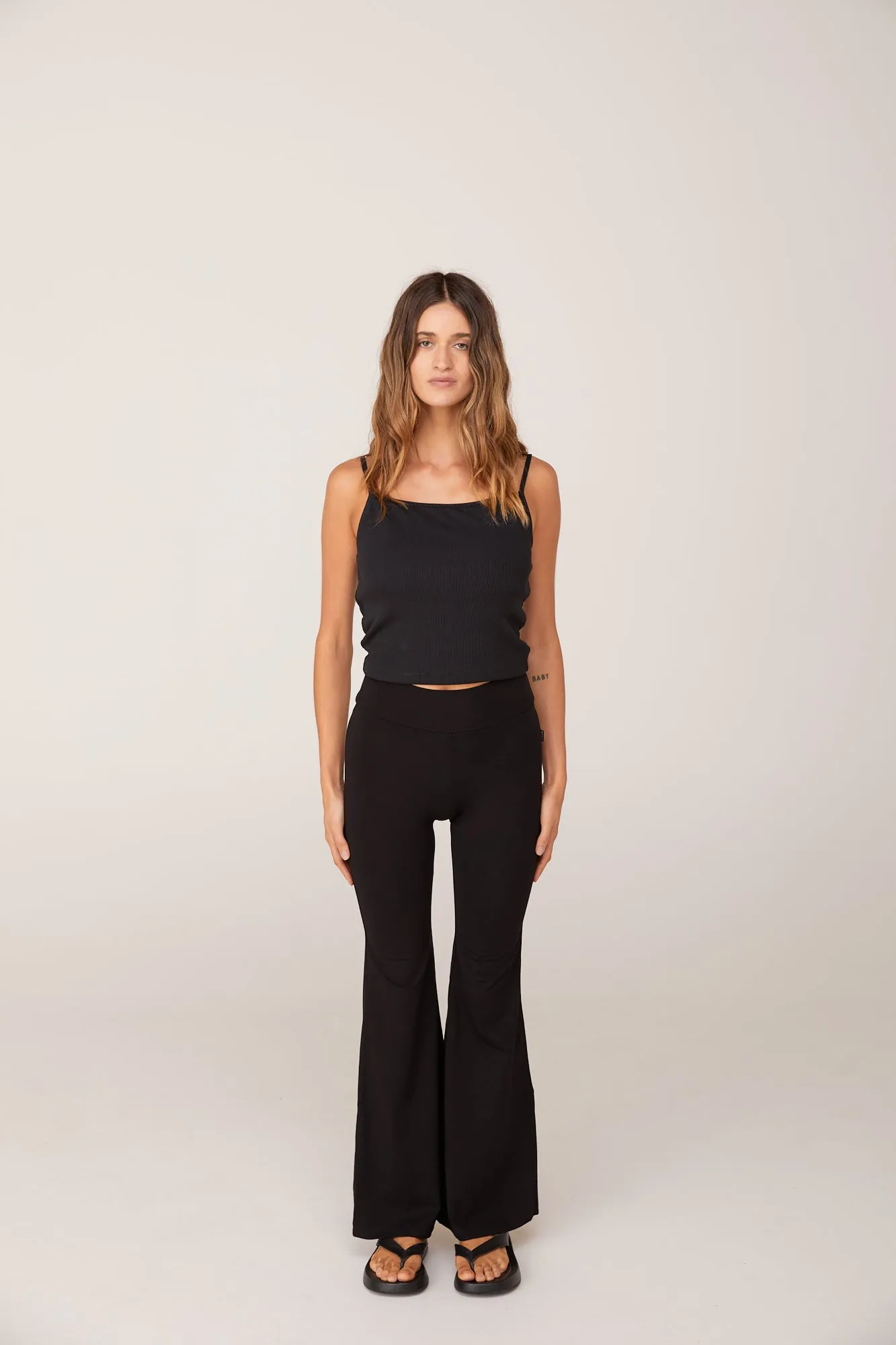 SIA FINE STRAP CAMI TOP - BLACK RIB
