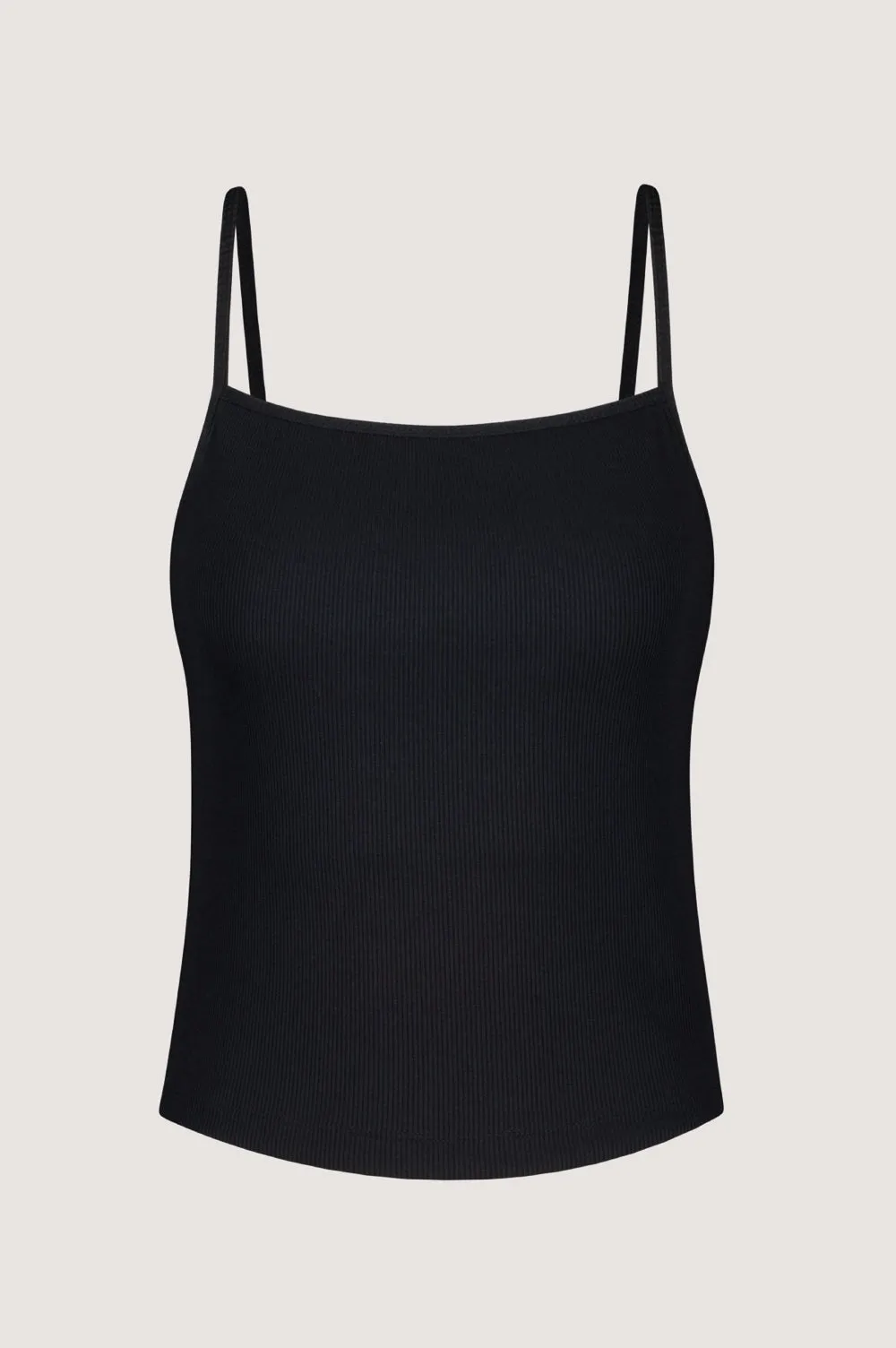 SIA FINE STRAP CAMI TOP - BLACK RIB
