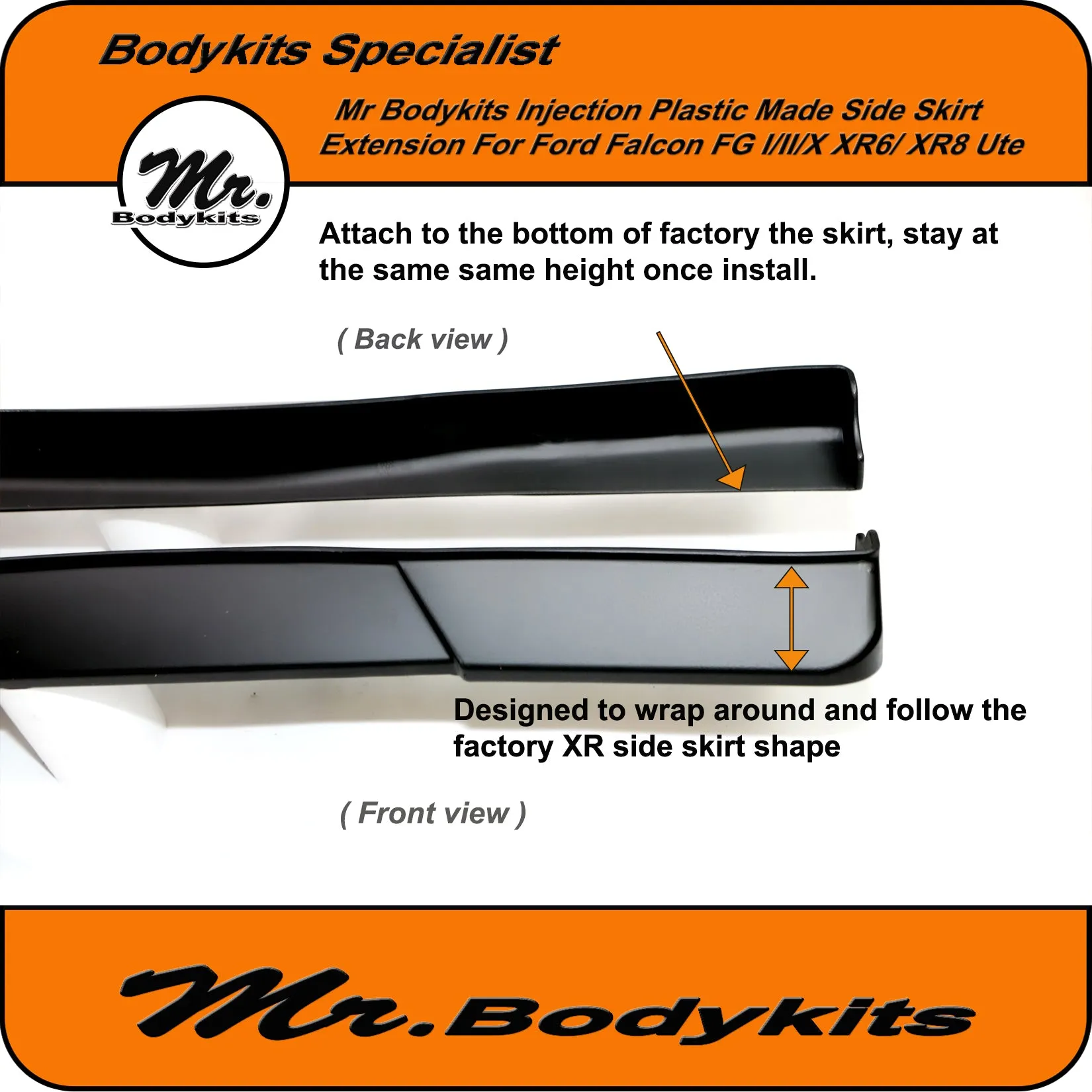 Side Skirt Extensions For Ford Falcon FG & FG-X XR6 XR8 Factory Ute Side Skirts (4 pcs set) by Mr Bodykits