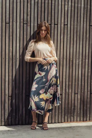SILK WRAP SKIRT IN FLORAL PRINT
