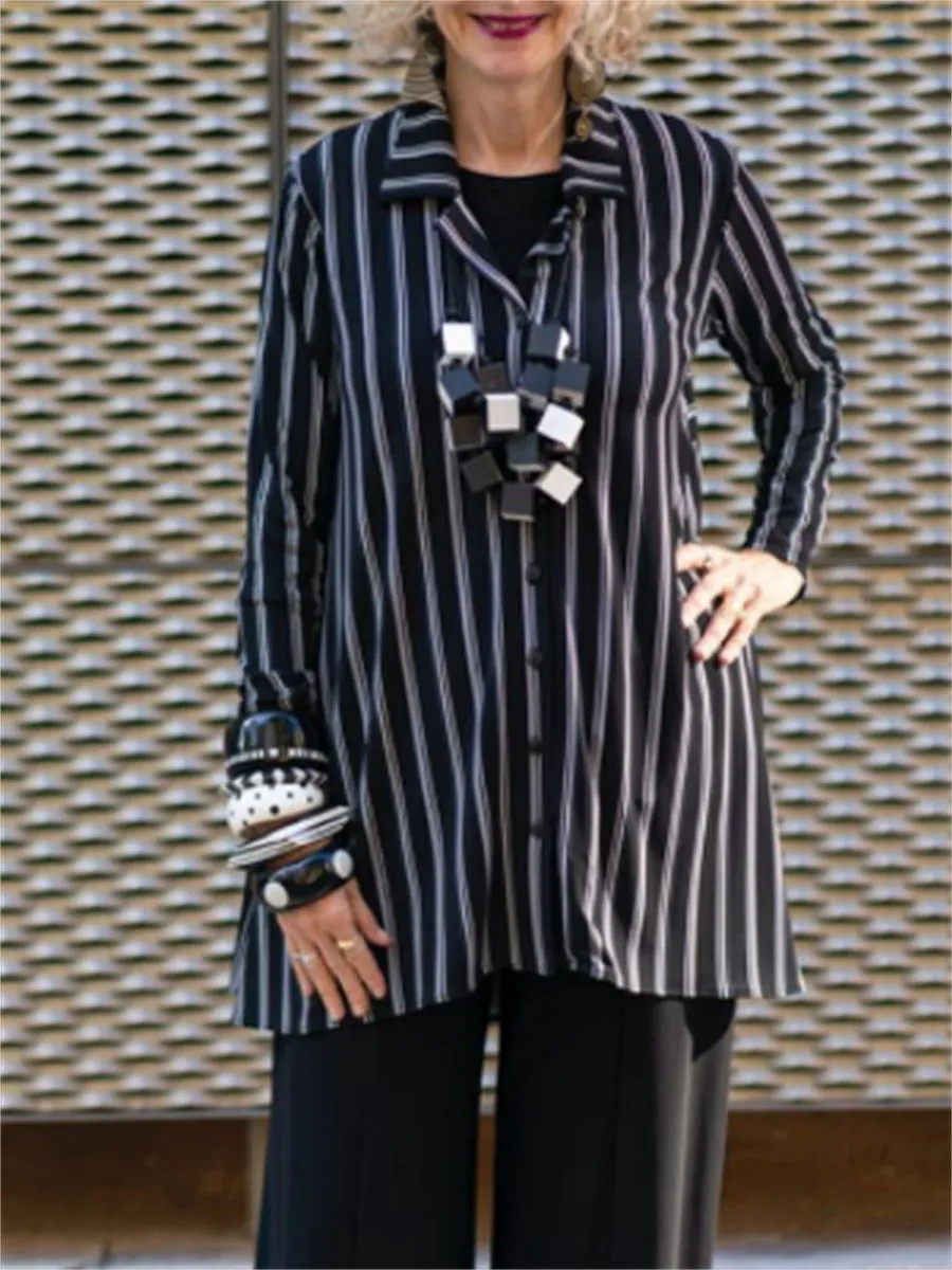 Simple Casual Striped Women'S Jacket