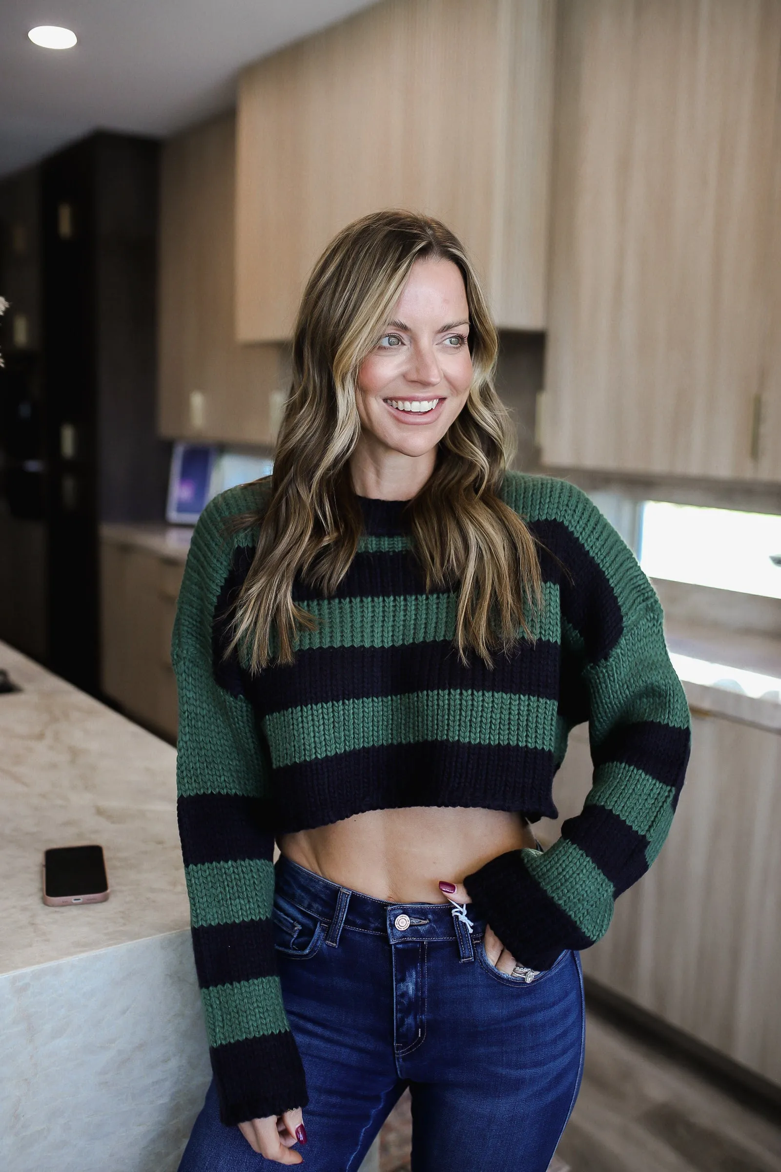 Simple Remedy Cropped Striped Sweater