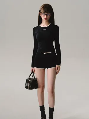 Simple Sheer Long-Sleeve Slim Cutsew
