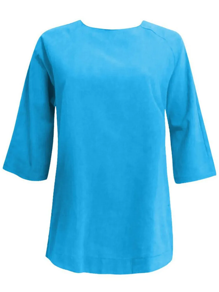 Simple Solid Color Cotton And Linen Women'S Top