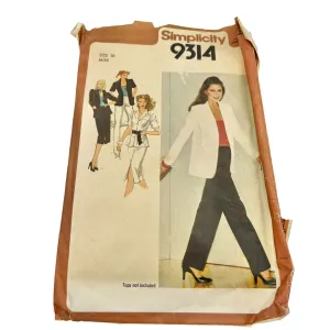 Simplicity Pattern 9314 Misses Skirt Pants Shirt Jacket Size 10 Pattern Cut