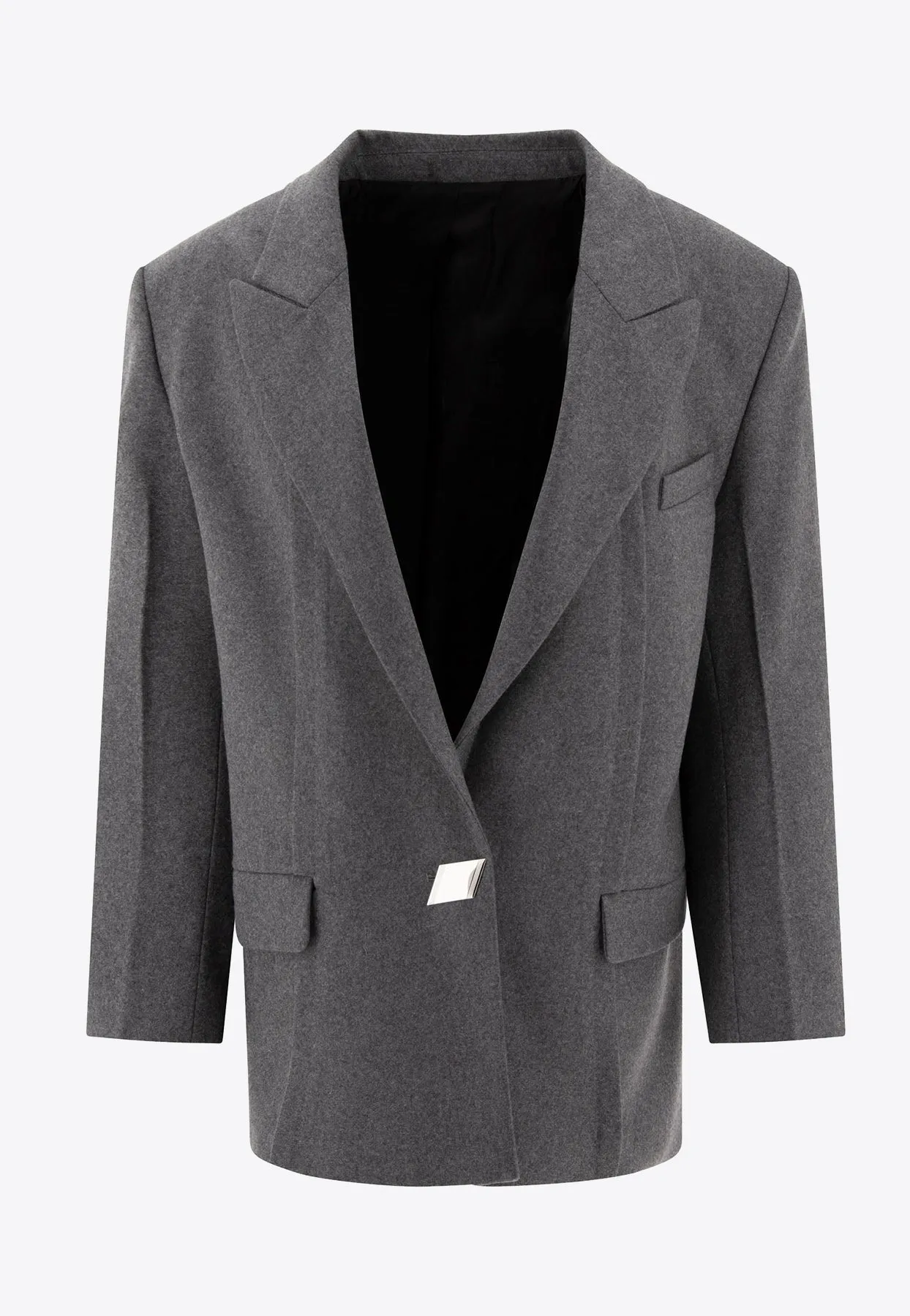 Single-Breasted Oversized Wool Blazer