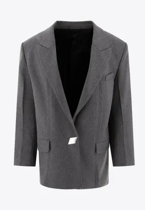 Single-Breasted Oversized Wool Blazer