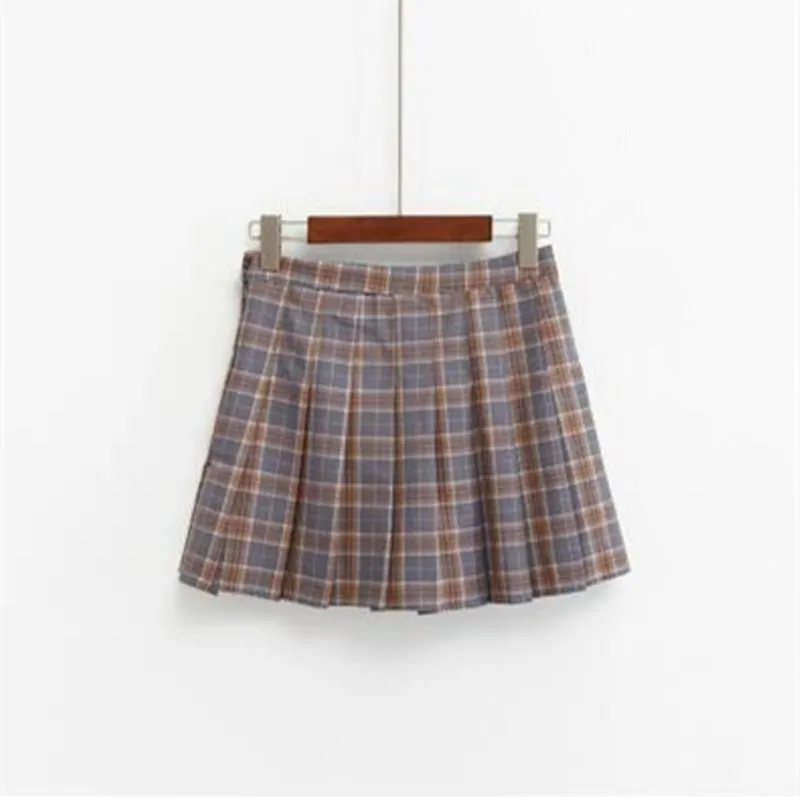 Skirts womens korean style plaid pleated skirt rock kawaii high waist fashion women clothing