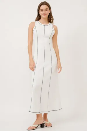 Sleek Contrast White Dress