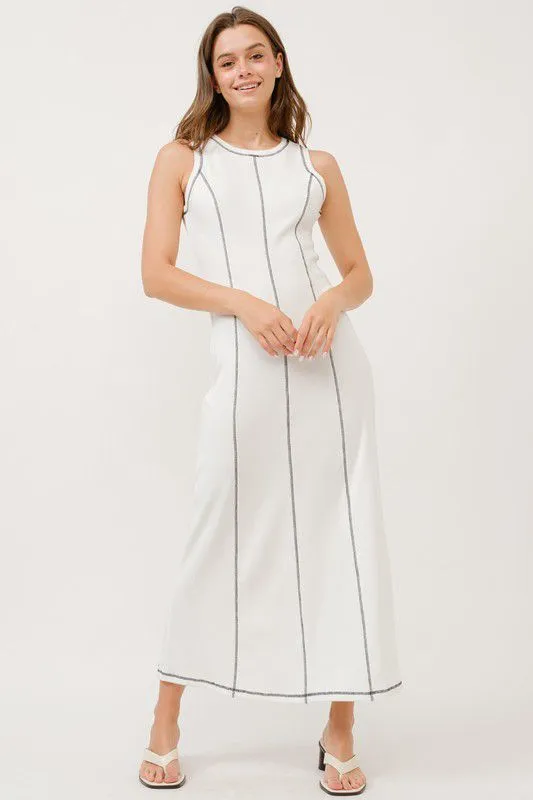 Sleek Contrast White Dress