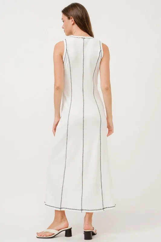 Sleek Contrast White Dress