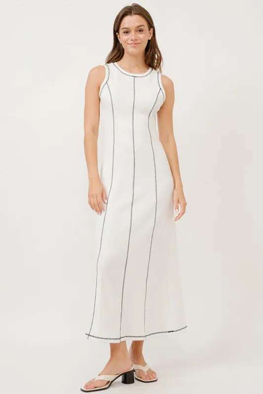 Sleek Contrast White Dress