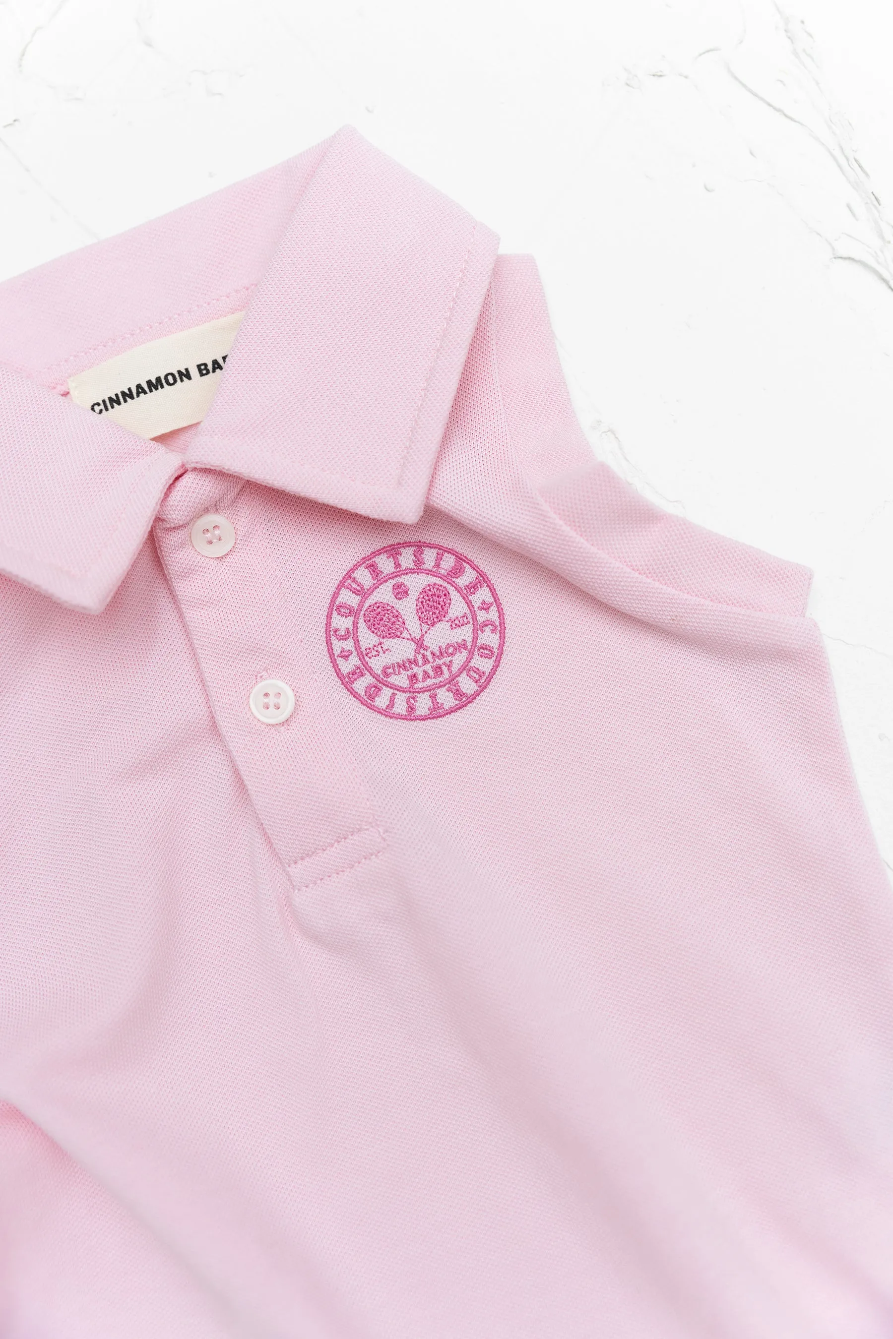 Sleeveless Polo Shirt - Baby Pink