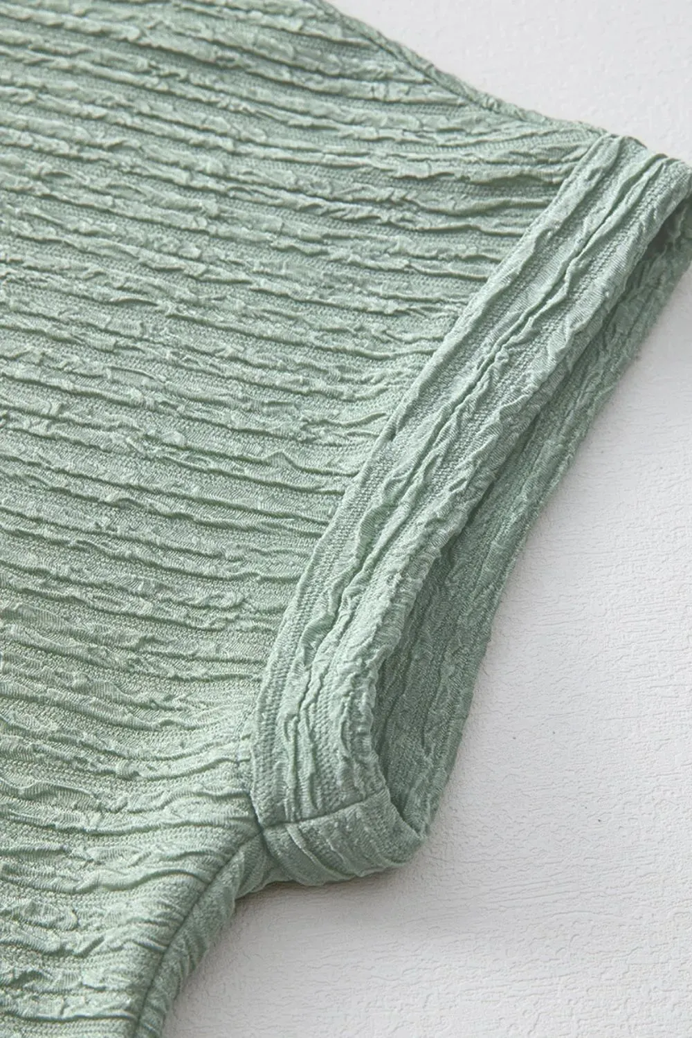 Solid Color Textured Crinkle Short Sleeve T Shirt Dress