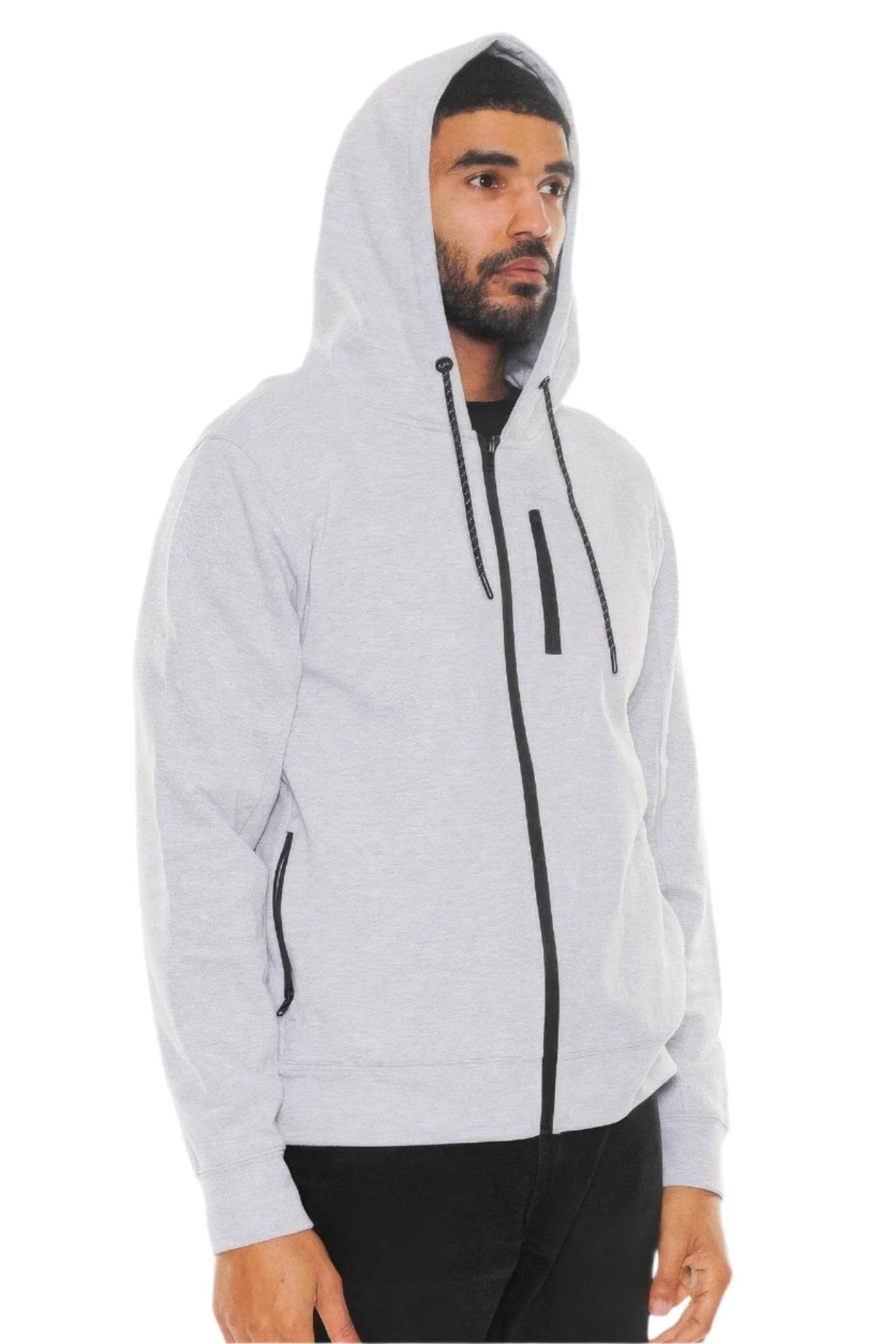 Solid Heathered Zip Up Jacket