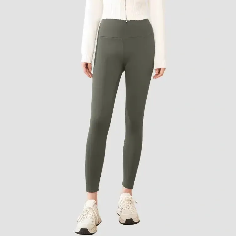 Solid high-waisted yoga pants Scrunched Butt Yoga Gym Pants  Fitness Leggings with fleece lining