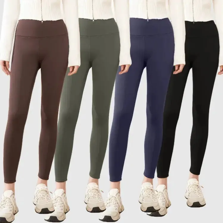 Solid high-waisted yoga pants Scrunched Butt Yoga Gym Pants  Fitness Leggings with fleece lining