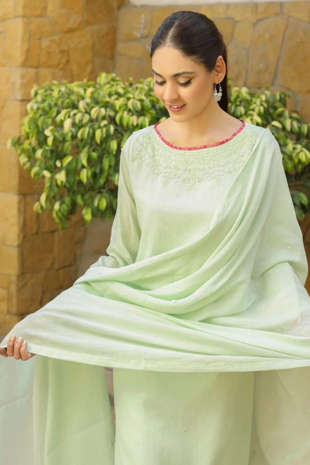 Stella Hand embellished shirt with pants & dupatta 3-Piece Stitched