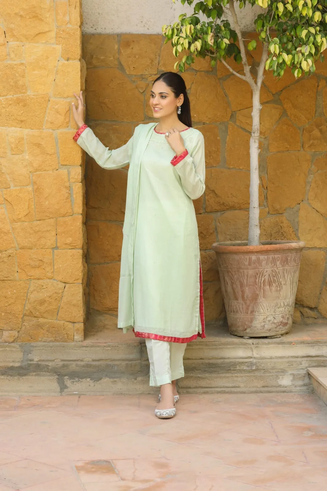 Stella Hand embellished shirt with pants & dupatta 3-Piece Stitched