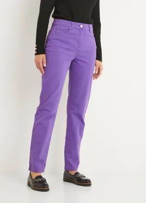 Straight-leg 5-pocket stretch cotton pants