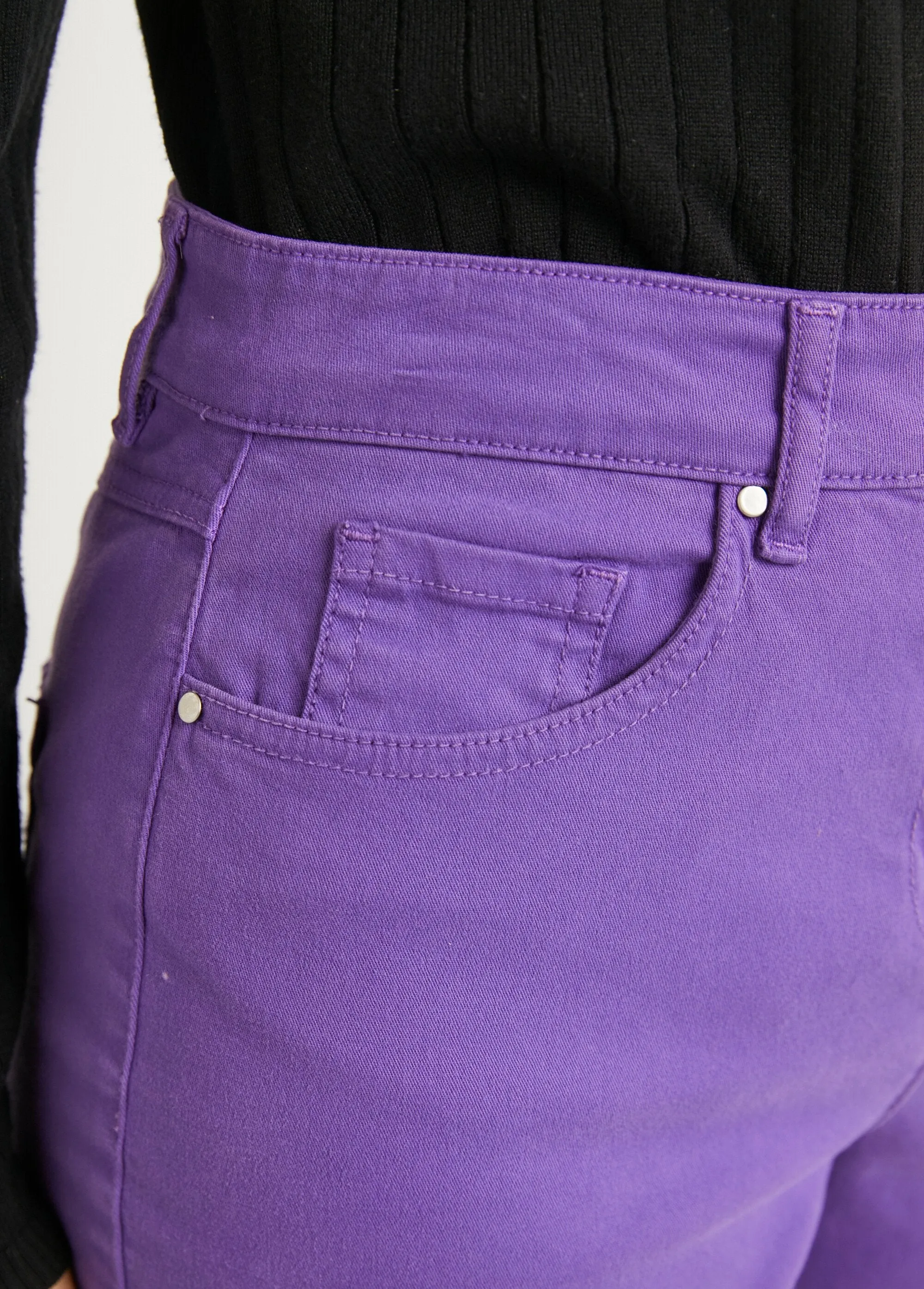 Straight-leg 5-pocket stretch cotton pants