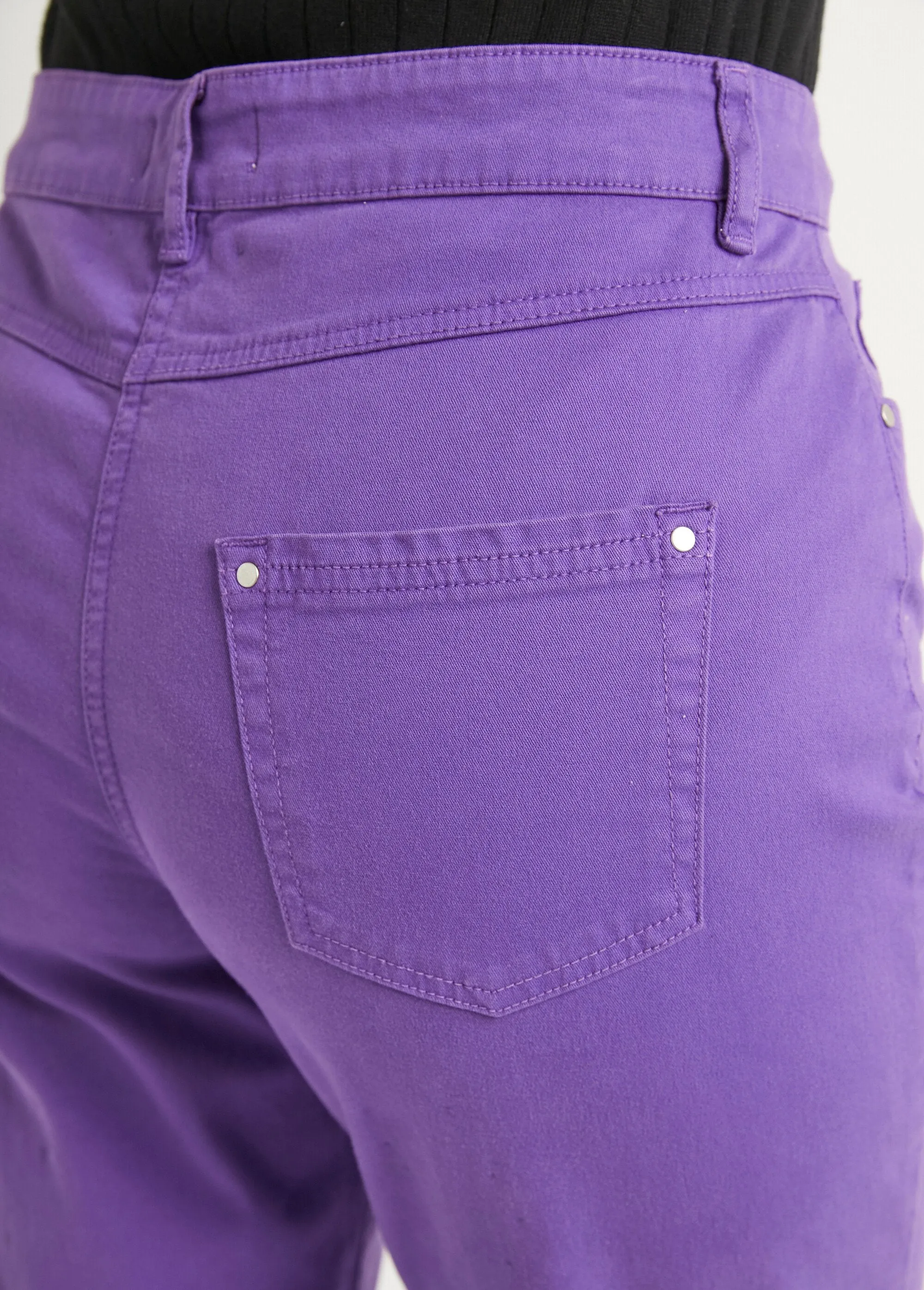 Straight-leg 5-pocket stretch cotton pants