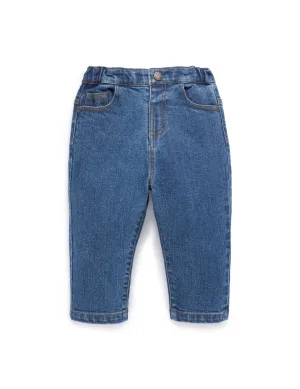 Straight Leg Jeans - Mid Denim