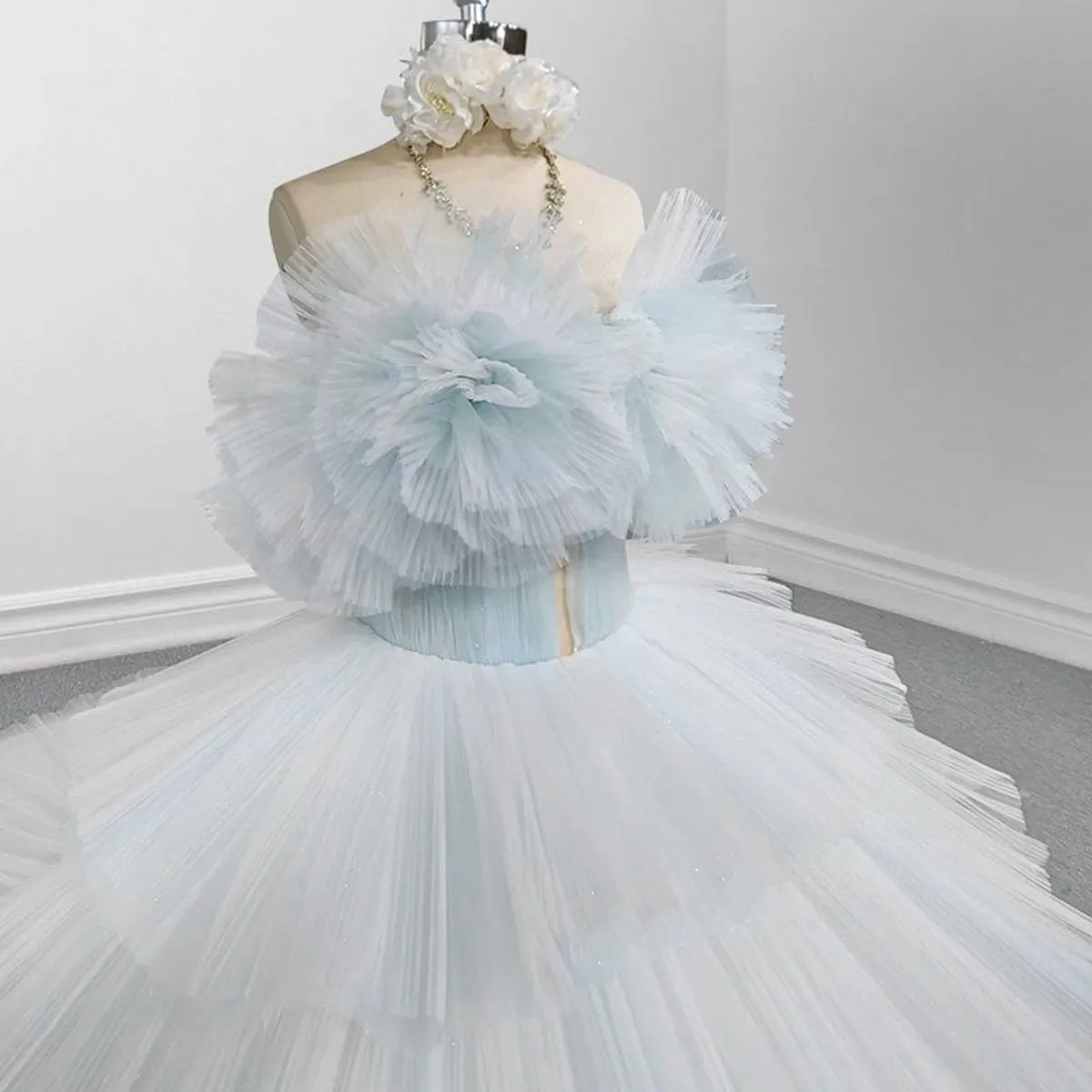 Strapless Quinceanera Dresses Ruffles Ball Gown Evening Dresses