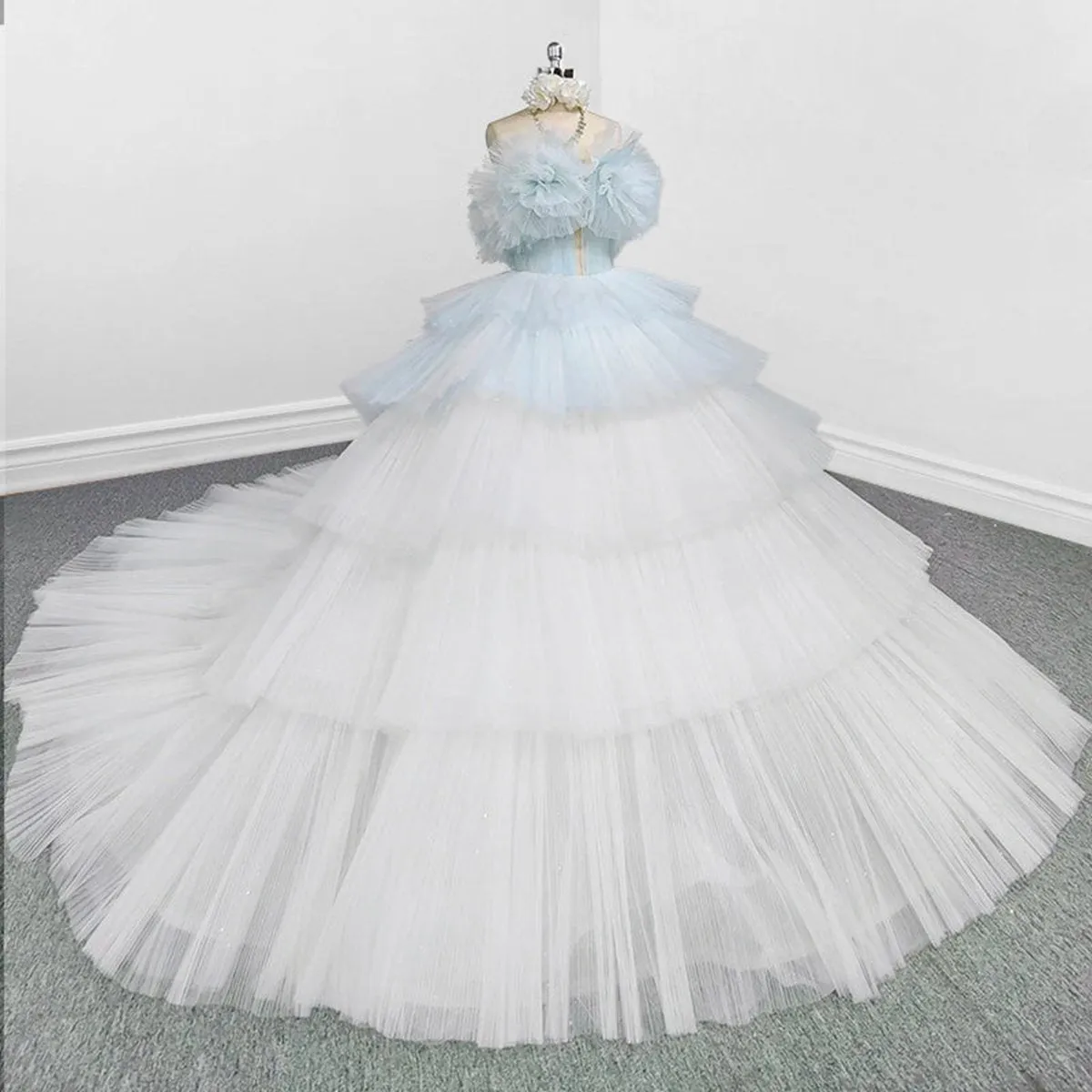 Strapless Quinceanera Dresses Ruffles Ball Gown Evening Dresses