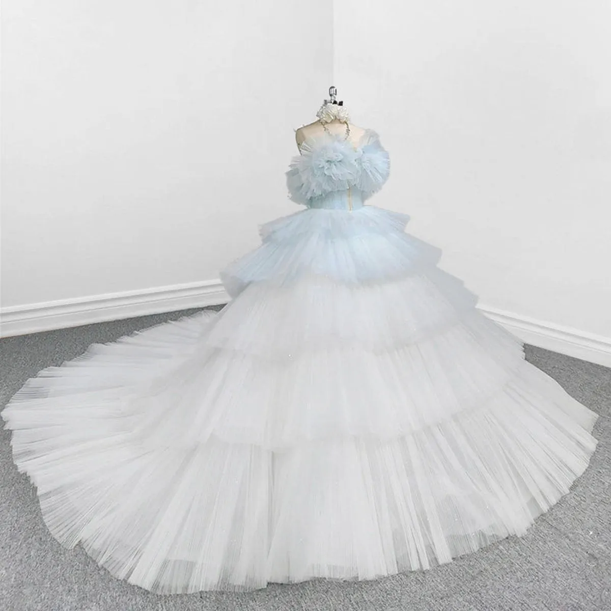 Strapless Quinceanera Dresses Ruffles Ball Gown Evening Dresses