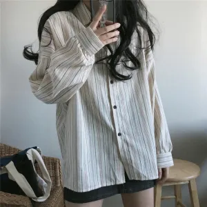 “STRIPE SHIRT & V-NECK SWEATER” SWEATER SUIT W102511