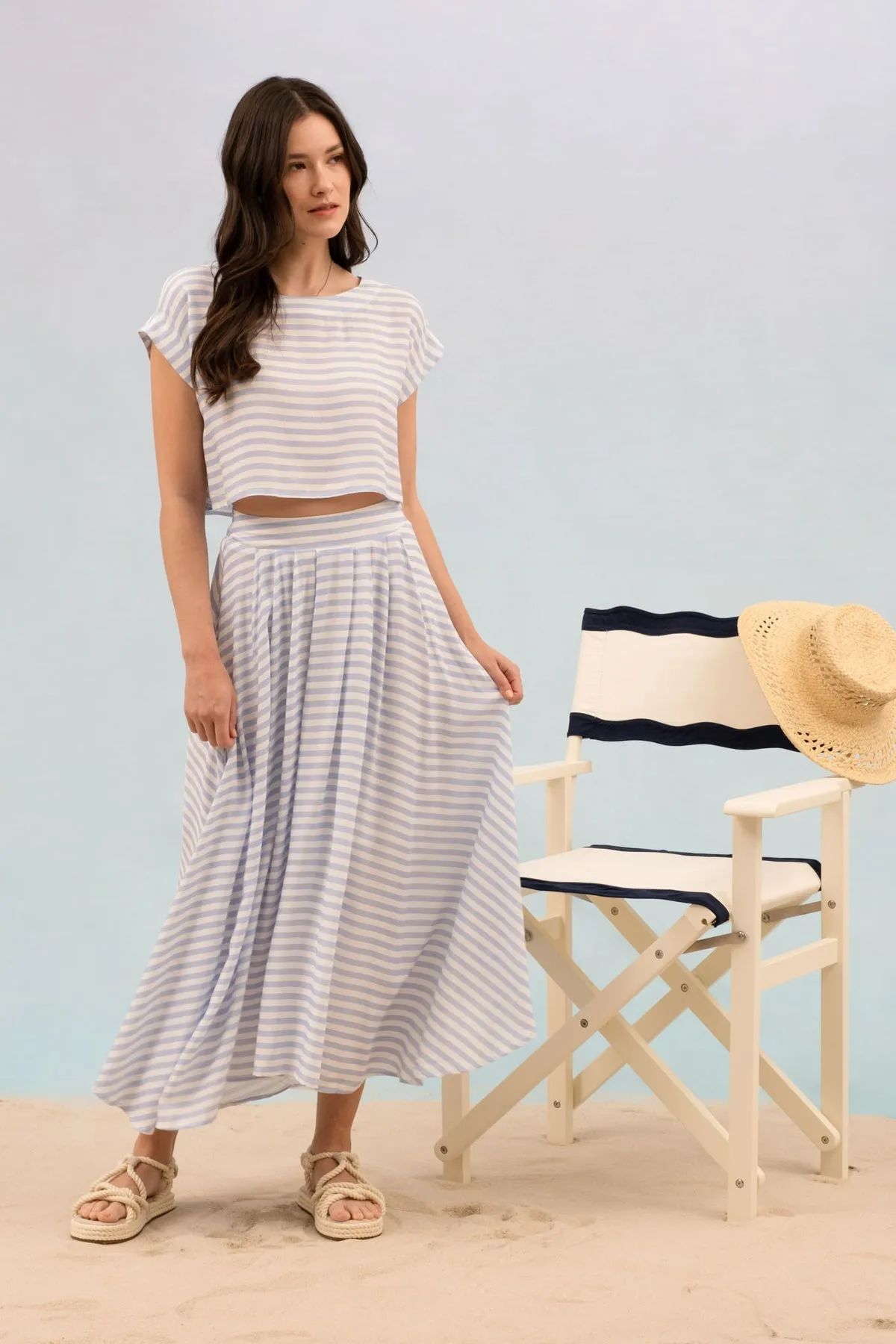 Striped Crop Top & Skirt Set