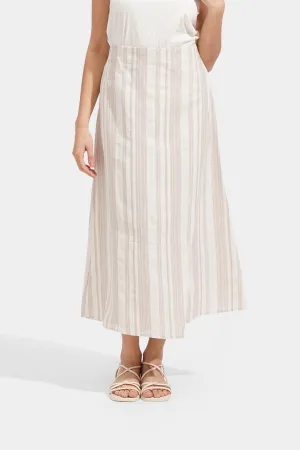 Striped Wrap Front Midi Skirt