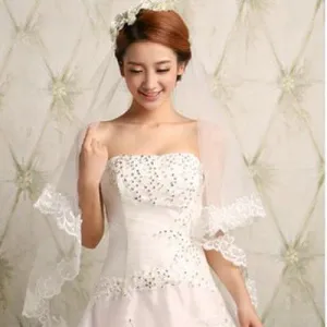 Stunning Short Double layer Lace Applique Wedding Veil For Wedding Party, WV0105